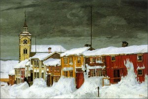 "Efter snestormen" av Harald Sohlberg. Originalen finnes i Nasjonalgalleriet i Oslo.